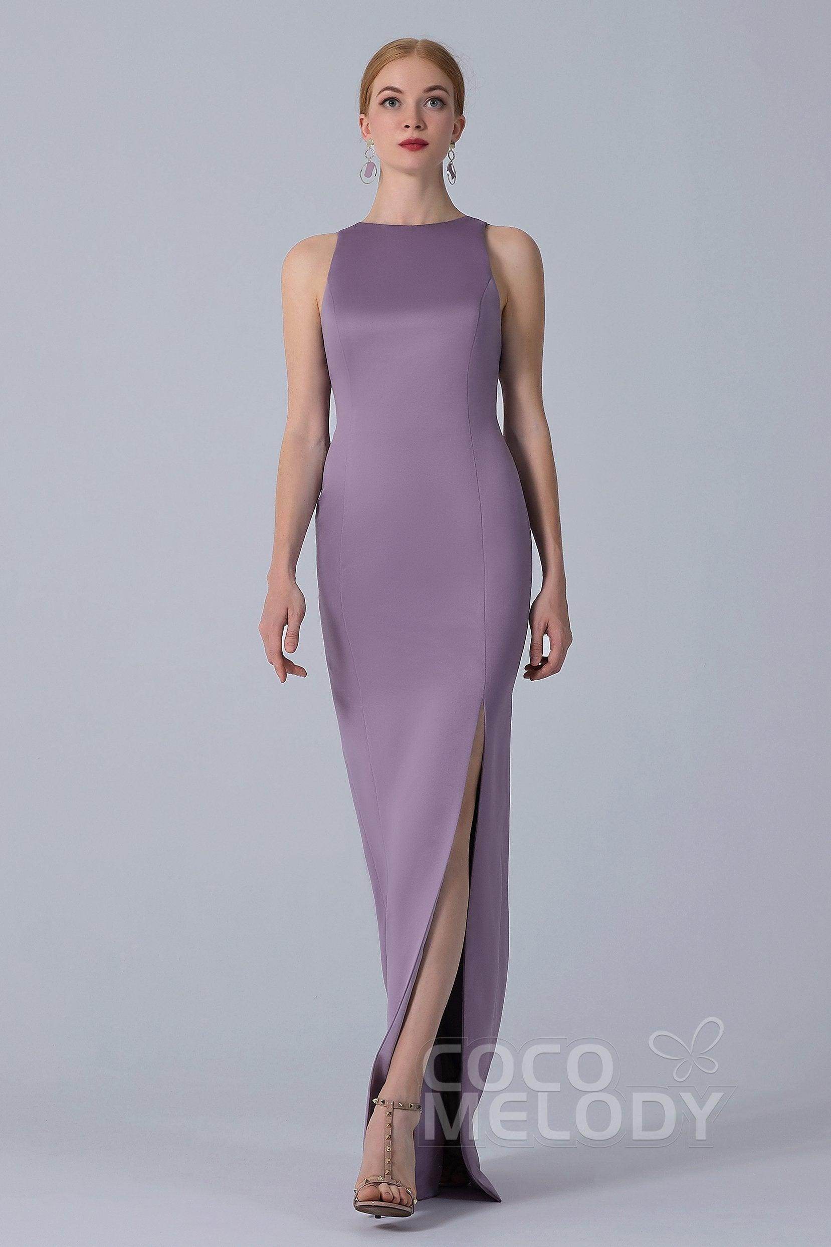 Sheath-Column Floor Length Satin Dress CB0267 - COCOMELODY
